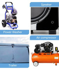 Product usage examples for 8 Pack Universal Anti Vibration Rubber Feet With Stainless Steel Nuts And Washers For Air Compressors Generators Pressure Washers Speaker Cabinets Washing Machines And Home Furniture Replacement Isolation Pads showing power washer, speaker, trailer, air compressor.