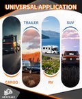 Image showing diverse vehicles: cargo truck, trailer, RV, and SUV, suggesting universal application for products.