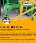 Beefed Up Heavy Duty Six Pack Cat 1 Draw Pin Hitch Accessories For Tractors Five And A Half Inch Universal Forged Lift Arm Pins installed on tractor