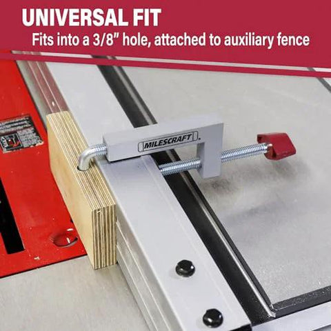 Universal Fence Clamps For Table Saws And Router Tables 2 Pack With Three Eighths Inch Rod for auxiliary fences Milescraft 4009
