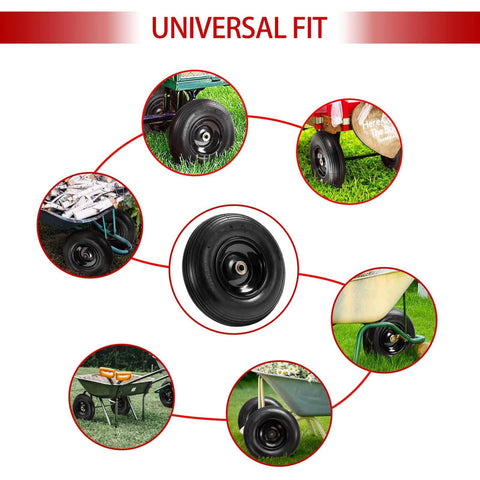 ✝️ (2-pack) 4.00-6 wheelbarrow tires, 13 inch pneumatic tire and wheel with 5/8" or 3/4" bearings, 1.75"-5.75" center hub for universal fit
