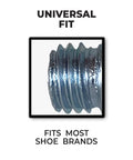 Close-up of a steel-threaded half inch black football stud showcasing universal fit label for shoe compatibility.