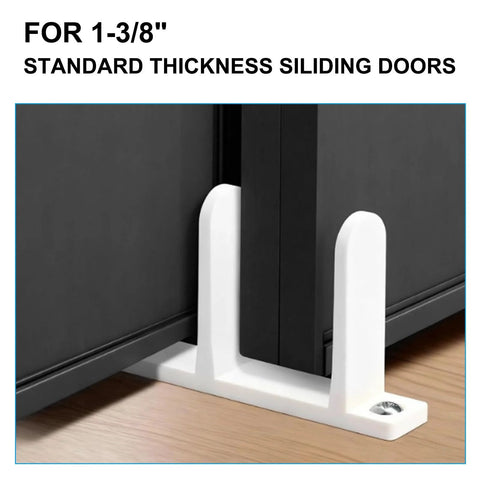 8 Pack Universal Floor Guide For Sliding Doors ABS Plastic Bottom Track For 1-3/8 Inch Thick Doors installed on dark cabinet