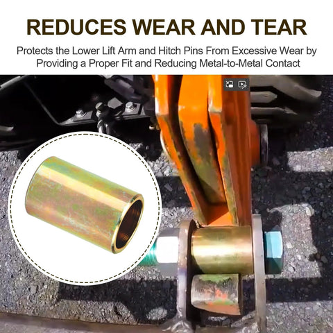 5 Pack Universal Lower Lift Arm Bushing Fits Category II To I Hitch Systems Cat I To Cat II installed on tractor, reducing wear