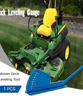 Universal Deck Leveling Gauge For John Deere And Major Mower Brands DIY Friendly Deck Alignment Tool For AM130907 TY15272 490 900 0041 Cub Cadet Troy-Bilt Stens 750-442 MOK30-0015 1 Pack shown with a green mower