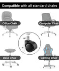 5 Pack 2 Inch Office Chair Caster Wheels With Quiet Rubber Rolling Casters shown with compatible office chairs and dimensions.
