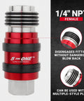 5 In One Universal Quick Connect Industrial Coupler Pro Grade For 1/4 Inch NPT, red, front view showing design and female connection