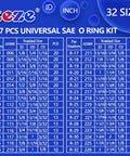 Ultimate Universal O Ring Kit Pro Grade With SAE And Metric Sizes 407 Pieces Inch And Metric O Ring Assortment chart