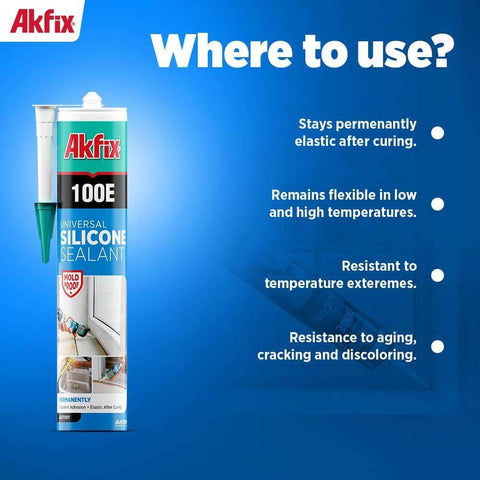 Gray RTV Silicone Caulk 2 Pack 100E Waterproof Sealant For Kitchen And Bathroom Including Shower Tub Toilet Sink Window And Door No Discoloration Permanently Flexible All Purpose Universal Gap Filler 10.1 Fl Oz Each in product packaging.
