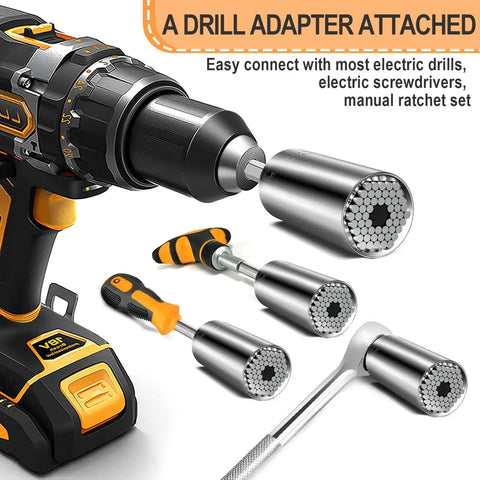 Universal Socket Tool Set For Men Gifts For Dad Husband Grandpa Stepdad With Power Drill Adapter Adjustable Grip