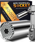 Universal Socket Tool Set For Men Gifts For Dad Husband Grandpa Stepdad With Power Drill Adapter Adjustable Grip displayed in box