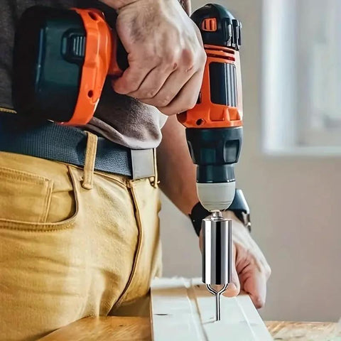 Person using 7-19mm Socket Wrench Set, Professional Multi-Functional Socket Kit For Power Drills on a wooden board