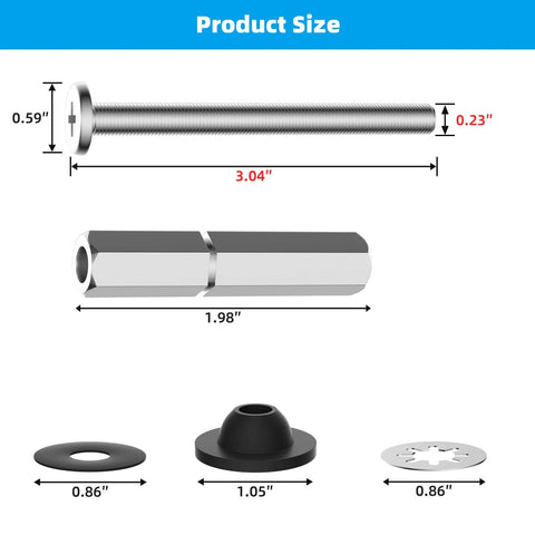 Toilet Seat Bolts Kit 2 Piece size and dimensions