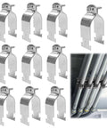 Ten-piece universal tube clamps deliver secure, corrosion-resistant support for Unistrut channels; 2 inch wall mount conduits, bolts and nuts included, galvanized steel for long lasting electrical and plumbing runs
