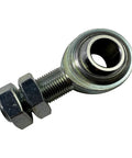 Universal 3/4 inch DD steering shaft support bearing heim joint, showing threaded metal shaft and hex nut for street rods and custom builds.