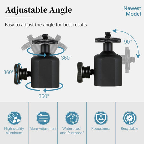 Universal Tripod Ball Head With One Quarter Inch Thread Mount 360 Degree Rotatable And Ninety Degree Tilting For Cameras