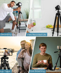 Universal Tripod Ball Head With One Quarter Inch Thread Mount used for video recording, live streaming, outdoor travel, and home setup.