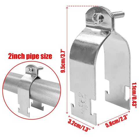 Ten-piece universal tube clamps deliver secure, corrosion-resistant support for Unistrut channels; 2 inch wall mount conduits, shown installed.
