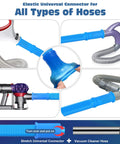 Two piece dryer vent cleaner kit with universal vacuum adapter removes built up lint from ducts and behind appliances