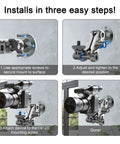 Universal Wall Mount Bracket With Adjustable Metal Arm For Action Cameras And Smartphones installation steps on wall surface