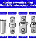 Zero Offset Extension Wrench Set With Half Inch Quarter Inch And Three Eighths Inch Square Drive Adapters, extension joints shown