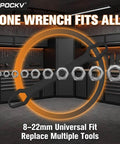 Self Adjusting Universal Wrench Set Double End Tool 8 To 22 Millimeters Multi Size, front view with circular sockets.