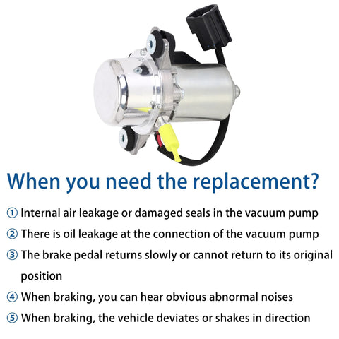 Electric Vacuum Pump For Jeep Wrangler JK JKU 2012 2018 And Volvo GM Buick Cadillac Vehicles UP28 Replacement shown with features list