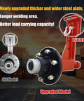 Comparison of old and upgraded heavy-duty container wheel kit components with six lug wheels and carbon steel U shackle bundles.