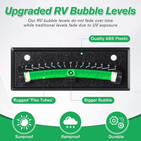 4 Pack RV Level Bubble With Graduated Scale For Precision Leveling, Easy Stick On Leveling System For RV, Camper, Trailer And Caravan, High Visibility Black Bubble Levels For Accurate Readings display