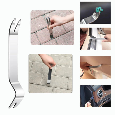 Five piece upholstery staple remover and nail puller kit provides versatile, durable tools for removing staples and nails.