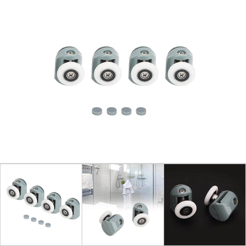 Upper Shower Door Rollers Set of 4 Single Wheel Runners for Sliding Glass Doors Designed for 5mm and 6mm Glass with Stainless Steel Nylon Construction.