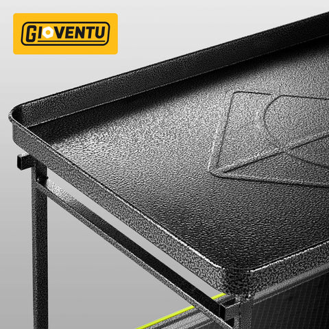 Close-up of Heavy Duty Push Cart Dolly With 700 Pound Capacity Foldable Steel Two Tier Platform Hand Truck