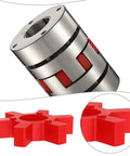 Urethane Jaw Coupling Insert L110 Two Pack For Lovejoy Style L-Jaw Couplings Red 83x45x18mm shown with metal coupling