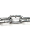 Close-up of US Made G43 High Test Anchor Chain 1 Quarter Inch Thick Hot Dip Galvanized For Heavy Duty Use 2600 Lb Working Load