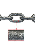 Close-up of US Made G43 High Test Anchor Chain 1 Quarter Inch Thick Hot Dip Galvanized with USA marking for marine mooring