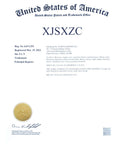Image of a United States Patent and Trademark Office certificate with registration details and an official seal.