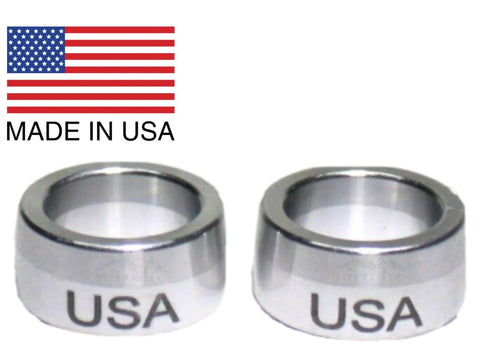 Premium Engraved 6061 Billet Intermediate Shaft Bushings for Dodge Ram 2003 to 2019 USA-made, close-up view with USA engraving.