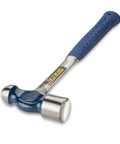 Ball Peen Hammer 24 Oz USA Made With Forged Steel Construction And Shock Reduction Grip for metalworking and riveting, angled view