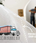 USA Made 4 Large Rolls Bubble Wrap 700 Feet 3 16 Inch Small Bubbles Perforated Every 12 Inches Packing Wrap close-up with logo