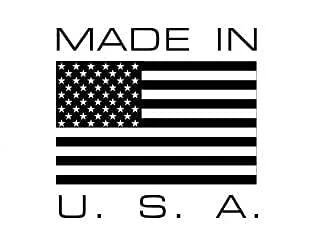 Black and white Made in USA label with American flag design