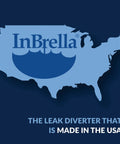 Map of USA with 'InBrella' logo and text: 'The Leak Diverter That is Made in the USA'