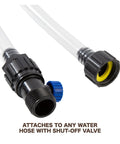Made in the USA water level tool with hose attachment and shut-off valve for precise grading in yards and construction