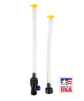 Made in the USA water level tool delivers precise grading for yards and construction, hose-ready with a shut-off valve, side view
