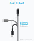 Image showing USB C To USB C Cable 60W Fast Charging Nylon Braided 6 Ft 2 Pack with bend lifespan of 5000 bends, built to last.