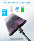 USB C To USB C Cable 60W Fast Charging Nylon Braided charging phone, showcasing power delivery speed.