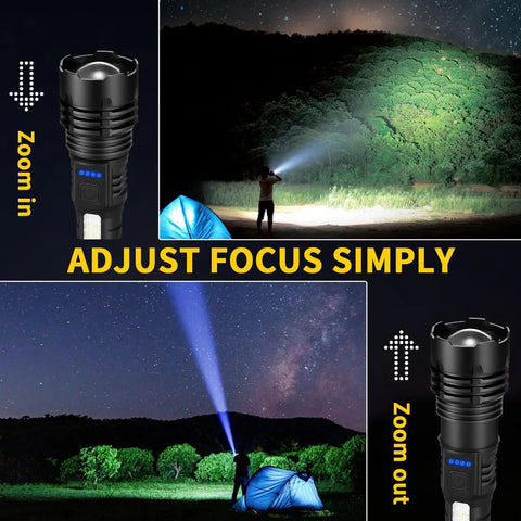 Rechargeable flashlight with 7 modes and USB-C charging delivers high-lumen, reliable light for home emergencies, camping, hunting
