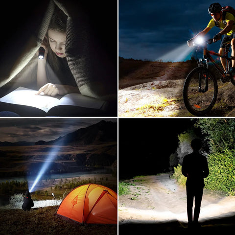 Rechargeable USB C LED Flashlight With 1800 mAh Battery Zoomable Beam functions in various outdoor and emergency settings