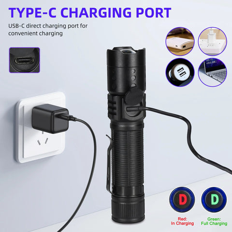 Portable 395nm UV Flashlight Ultraviolet Black Light Mini USB Rechargeable With Metal Body Palm Size Pocket Friendly Detector