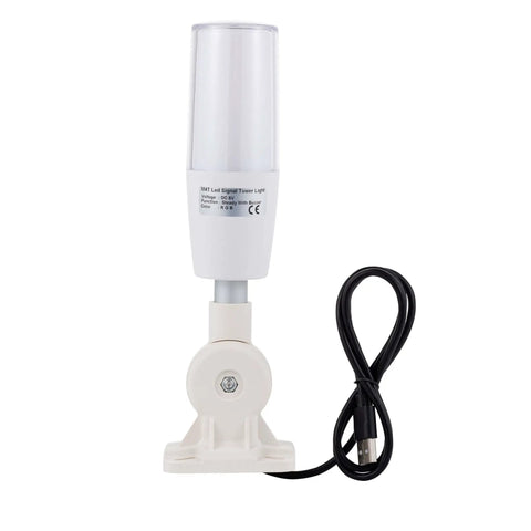7 Color USB LED Tower Signal Light With Buzzer For Industrial Alerts, 5V DC, ABS Body, PC Lens shown from the front with USB cable.