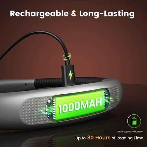 Three Color Temperature Modes And Six Brightness Levels Bendable Neck Reading Light USB Rechargeable Battery with 1000mAh